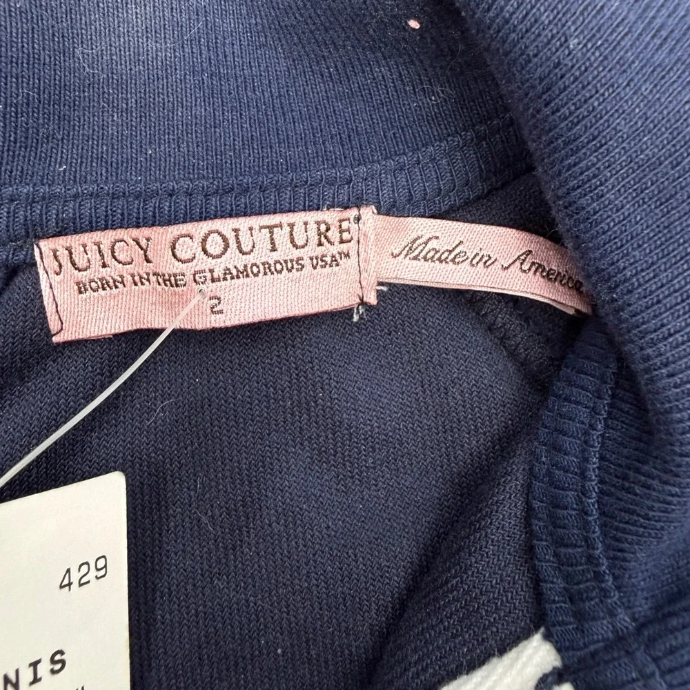 Y2K Juicy Couture Terry Tennis Jacket Kids Size 2 Navy‎ Blue NWT READ Graphic